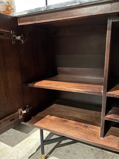 Solid wood bar cabinet with marble top