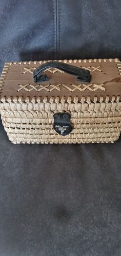 Vintage Woven Palm Leaf Trunk