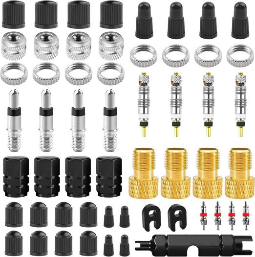 55Pcs Presta Valve Core Sets, Presta Valve Core Replacement Set, Brass Valve Core Bike Kit Valve universal Valve Cores, Tubeless Valve Core for for Bicycles, Road Bikes and Most Mountain Bikes