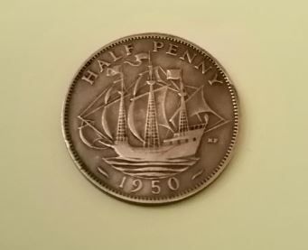 1950 George VI UK Half Penny