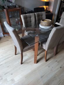 Meadows and Byrne Glass Dining Table and Chairs (x6)