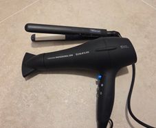 Hair straightener and hair drier.