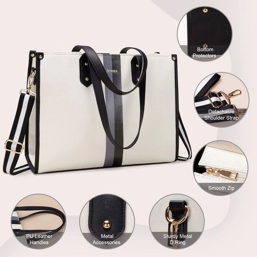 Brand New Laptop Bag Women 15.6 Inch, Laptop Handbag Water-Repellent Canvas Shoulder Bag,