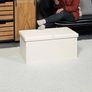 NEW SALE | Folding Storage Ottoman Bench with Flipping Lid, Entryway Bench with Padded Seat,White Faux Leather Ottoman for Bedroom,76x38x38cm Image 3