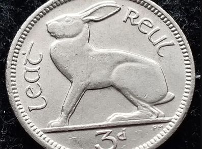 [#349] - Ireland 1934 | Irish 3d | Three Pence | Hare | KM.4 | High Grade
