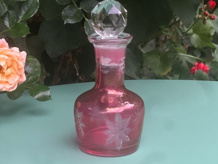Vintage Bohemia  Cranberry glass scent  bottle Price drop
