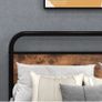 Double Bed Metal Platform Bed Frame with Wood Headboard Image 4