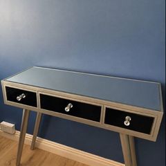 Glass Table Silver with Diamonte knobs