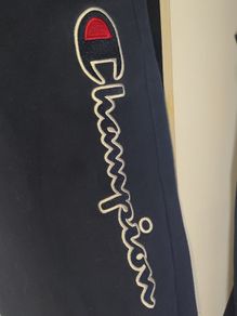 Champion Men's Navy Sweatpants - Small - Big C Vertical Logo