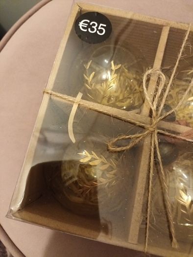 4 luxury glass and gold painted christmas baubles