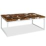 Coffee Table Teak Resin 110x60x40 cm White and Brown Image 4
