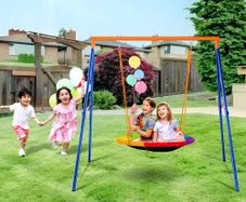 Swing Sets for Backyard 40in Saucer Swing Seat A-Frame Metal Stand 440lbs