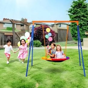 Swing Sets for Backyard 40in Saucer Swing Seat A-Frame Metal Stand 440lbs
