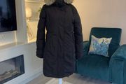 Black Hooded Long Winter Coat from Zara. Size Small UK 8 / EU 36