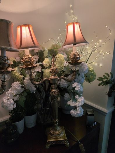 Two set gold lamps