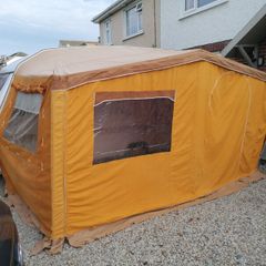 Vintage retro caravan awning. Cotton canvas