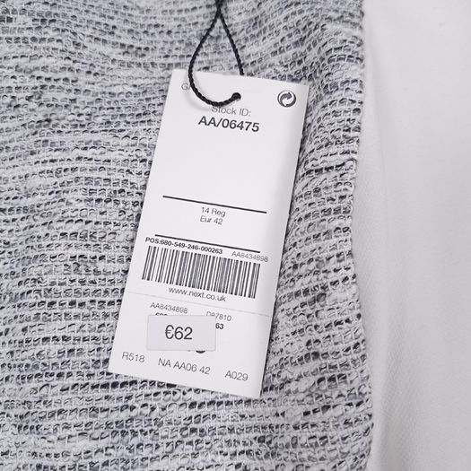 Next Grey Textured & White Colorblock Sleeveless Sheath Bodycon Pencil Dress 12-14UK/40-42EU
