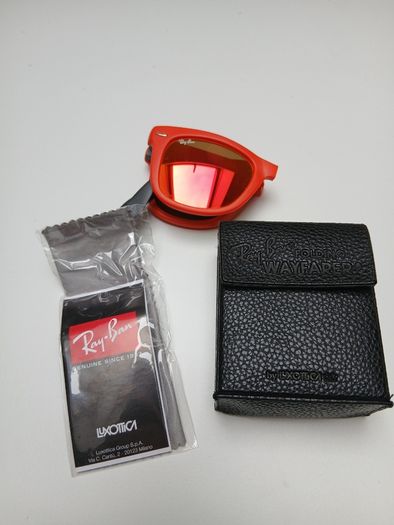 Ray-Ban Sunglasses Folding Wayfarer Orange Mirror Black Matte