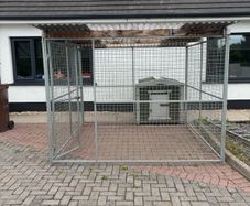Heavy-Duty Galvanised Dog Run + Large Kennel + Roof