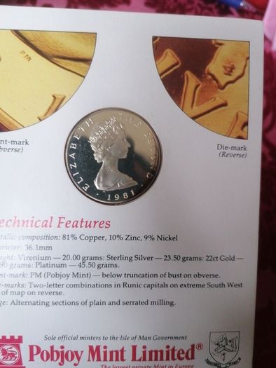1981 Isle Of Man Silver Proof 5 Pounds Coin