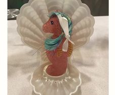 HQG1C Sea Rose with a Shell Stand  Seapony Sea Ponies like MLP G1 My Little Pony