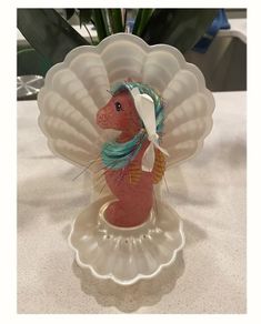 HQG1C Sea Rose with a Shell Stand  Seapony Sea Ponies like MLP G1 My Little Pony
