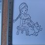 Rubber Stamp - Girl Sitting with her Teddy Image 2