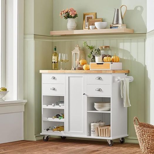 Kitchen  island The  Ultimate Contemporary Kitchen Island Storage Cabinet with Wheels Multifunctional