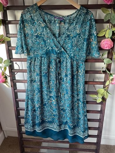 dress mexx teal pattern kimono style summer dress size 12