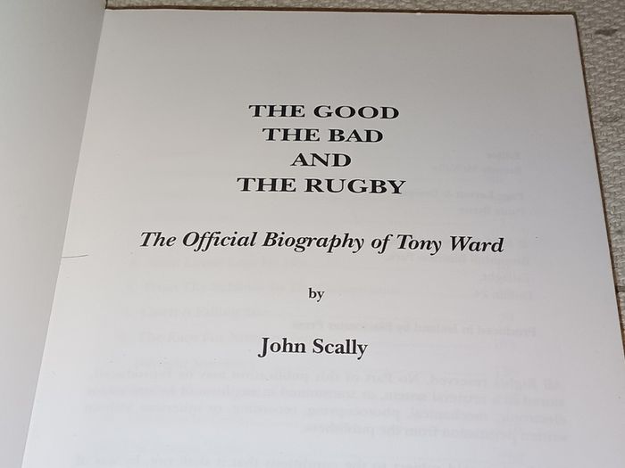 Special Postal Offer The Good The Bad & The Rugby Tony Ward The Autobiography