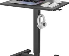 65x45 cm Mobile Standing Desk with 4 Rolling Castors Height Adjustable on Wheels Portable Stand Up Over-Bed Table for Living Room Bedroom Medical Use Ergonomic Space Saving