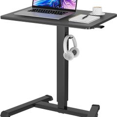 65x45 cm Mobile Standing Desk with 4 Rolling Castors Height Adjustable on Wheels Portable Stand Up Over-Bed Table for Living Room Bedroom Medical Use Ergonomic Space Saving