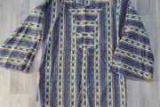 1960s Vintage floral silky bell sleeve split neckline tunic blouse