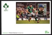 2019 Ireland Irish Rugby (IRFU) featuring Joe Schmidt (Coach of the Year) &amp; Johnny Sexton (Player of the Year) Miniature Sheet Commemorative Stamps An Post First Day Cover (FDC)