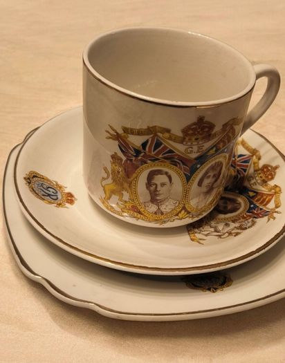 Vintage 1937 King George VI Coronation Tea Trio Cup Saucer Side Plate