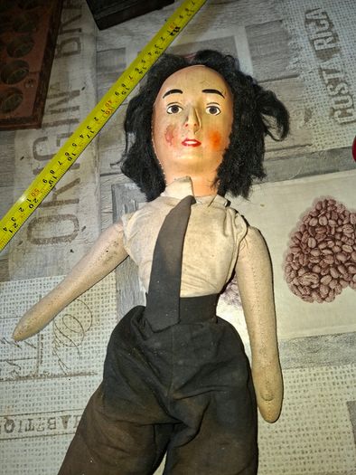 Antique Papier-Mache Character Doll, likely dating from the 1920s to 1940s