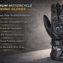 Premium Black Leather Motorcycle Riding Gloves Image 6