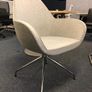 Fan Fabric Armchair Chrome Base Light Grey Finish Image 4