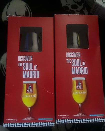 Madri beer Pint Glasses brand new in box