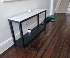 Luxury White Marble Console Table (Gavelle Interiors) Contemporary Statement Piece