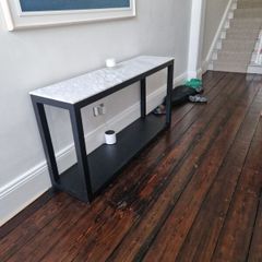 Luxury White Marble Console Table (Gavelle Interiors) Contemporary Statement Piece