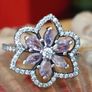 Pandora Herbarium Sparkling Pink Double Flower Cocktail Ring Brand New Image 6
