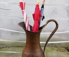 Vintage '60 tall Copper Vase/ Umbrella Holder Hand Hammered