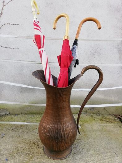Vintage '60 tall Copper Vase/ Umbrella Holder Hand Hammered