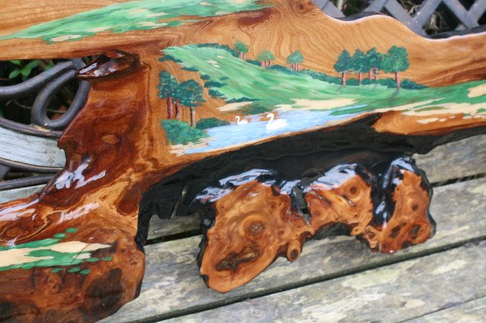 Original Artwork, Acrylic on live edge Cedar, housewarming gift, unique artwork, cabin gift, rustic art 55" x 14"