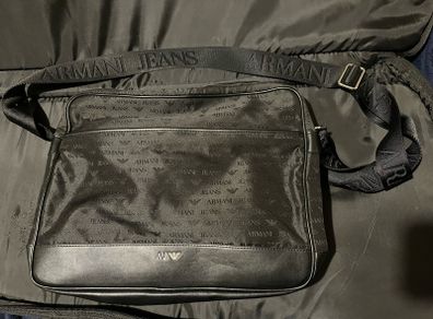 armani briefcase messenger laptop travel bag shoulder black