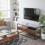 TV Stand for TVs up to 55 inches, TV Shelf, TV Stand, Lowboard, Glass Table, 2 Drawers, Living Room, Bedroom, Tempered Glass, Industrial Design, Vintage Brown/Black Image 3