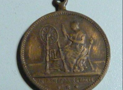 Antique Irish Spinning Wheel Medal