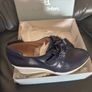 Pedro Anton navy blue leather wedge shoes with flowers UK8 Image 4