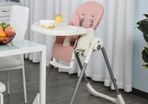 Foldable Baby High Chair Convertible Feeding Chair Height Adjustable with Adjustable Backrest Footrest and Removable Tray 5 Point Safety Harness for Kids 6 - 36 Months Pink (FREE POSTAGE)